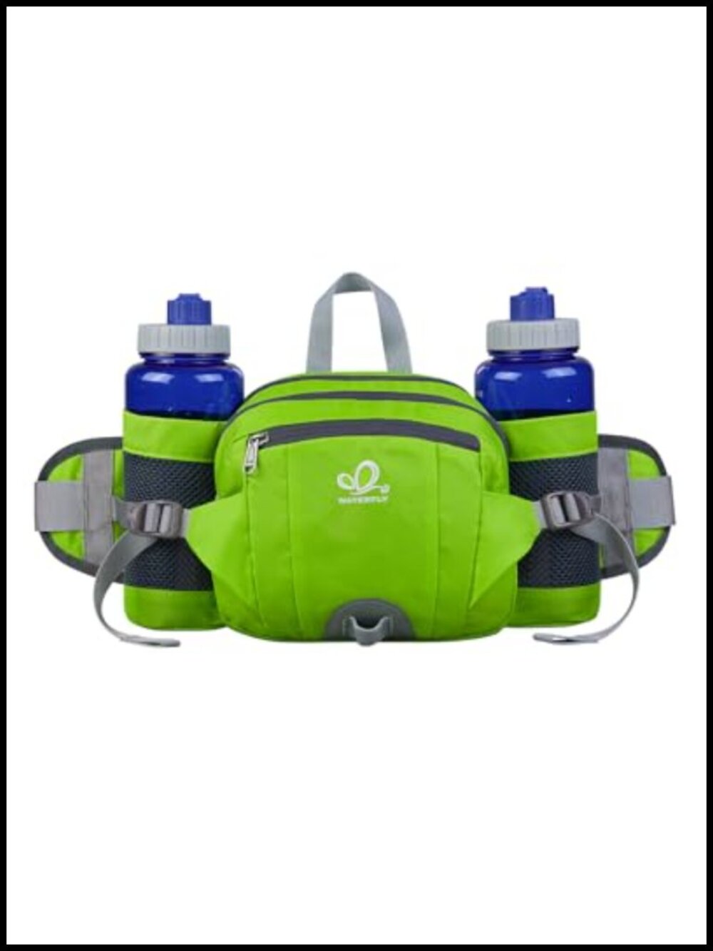 Water Resistant Nylon Fanny Pack Waist Bag with 2 Water Bottle Holders